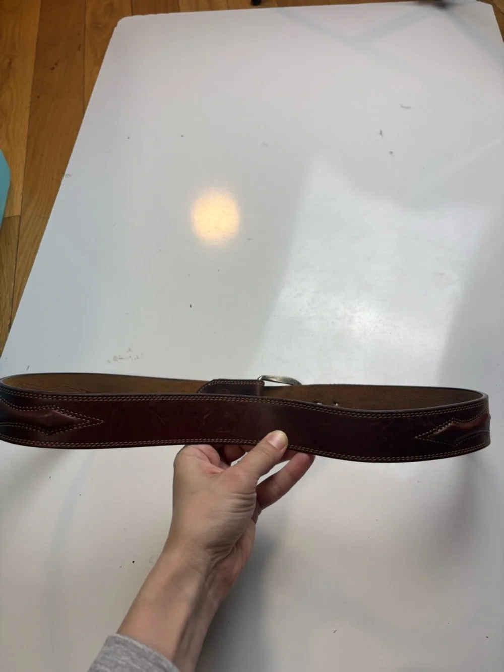 SILVER CREEK Brown padded mens leather belt‎ sz 38